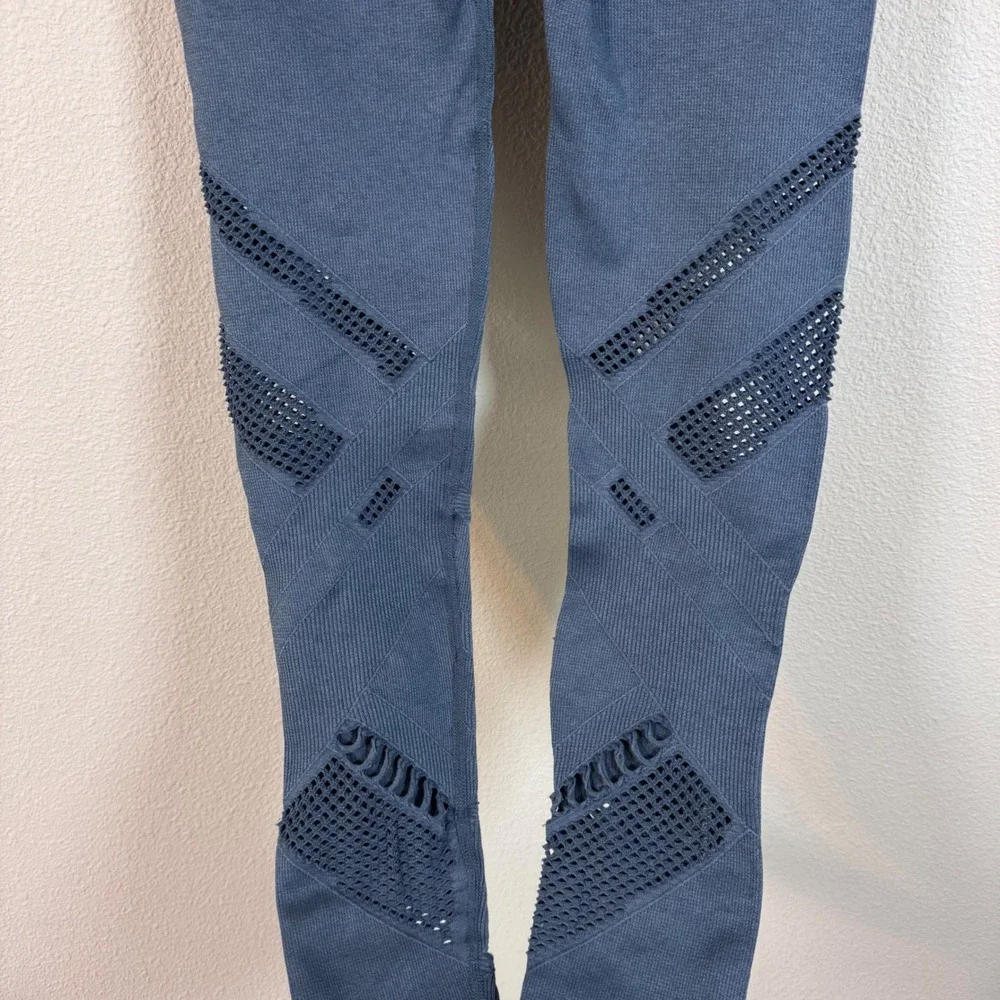 Alo Yoga Seamless Illusion High Waist Laser Cut Leggings Navy Blue Women's Small